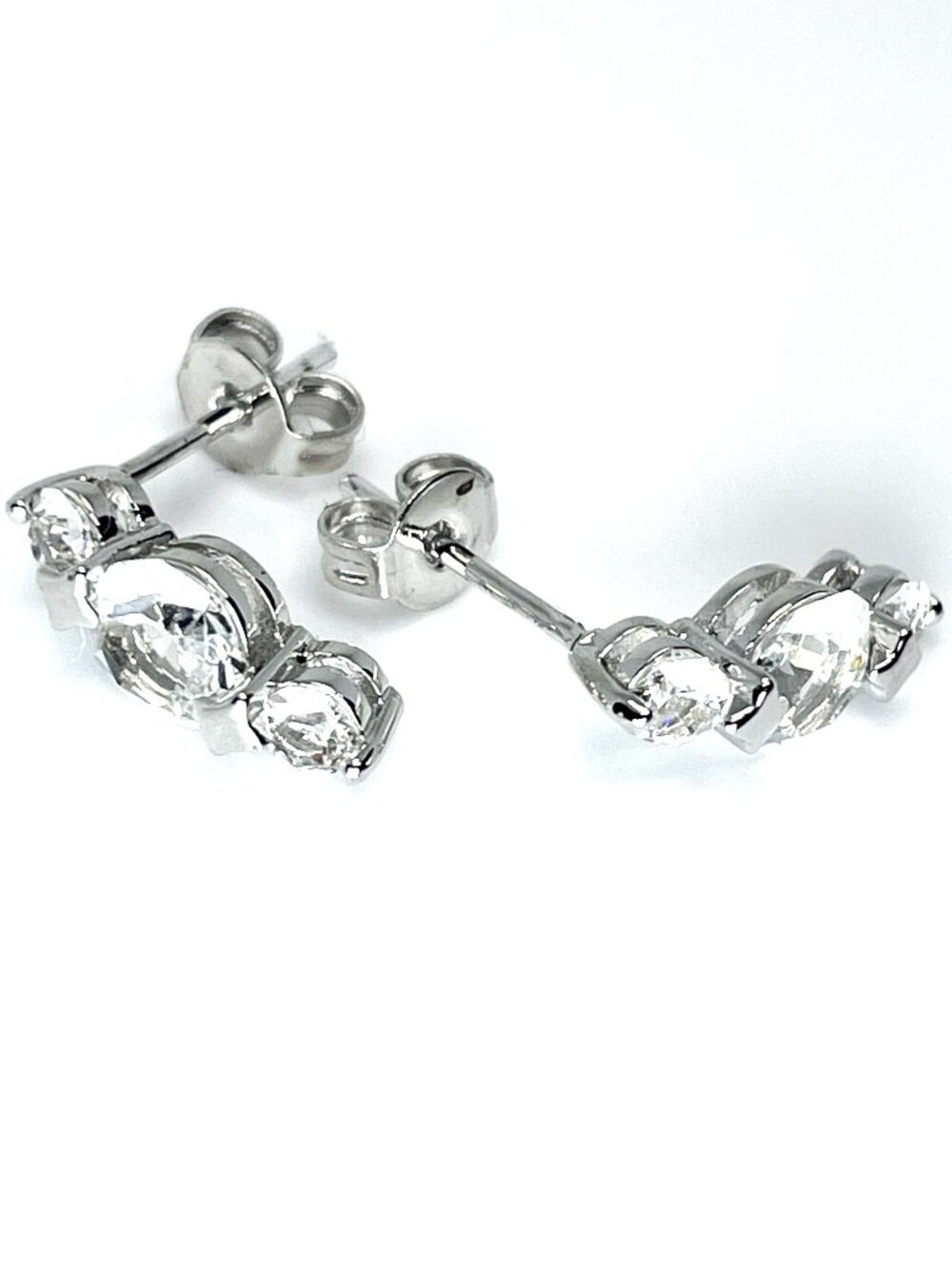 Three Stone Earrings Stud made with Crystals by Swarovski, 13mm